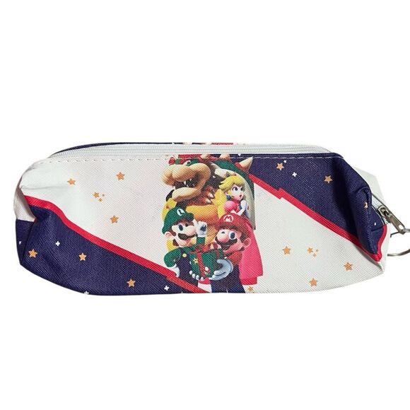 Blue And White Mario Luigi Princess And Bowser Pencil Case - Picture 2 of 3